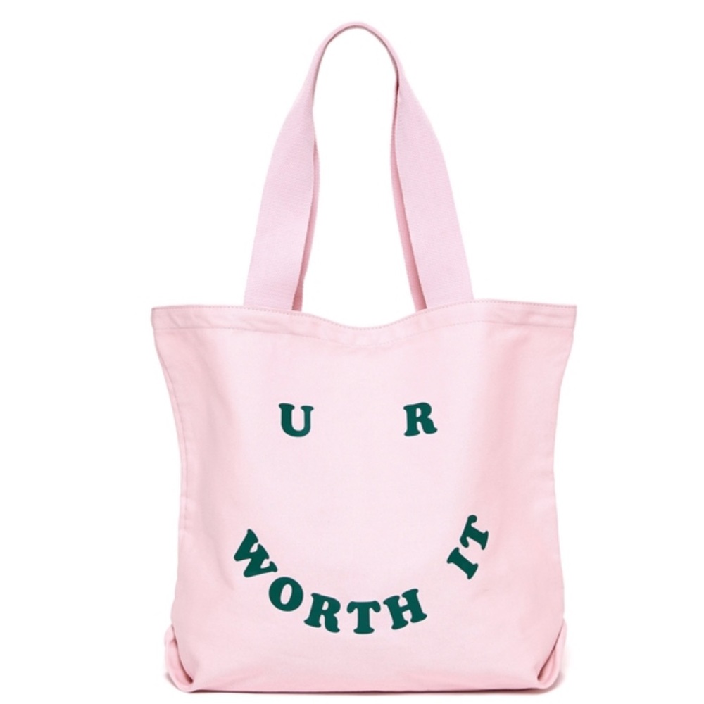 ban.do U R WORTH IT Pink Canvas Tote Bag